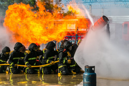 Firefighters in actionのeditorial素材