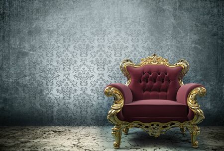 An antique armchair on the side of the antiques vintage roomの写真素材