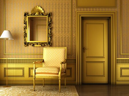 Room design vintage style chair mirrorの写真素材