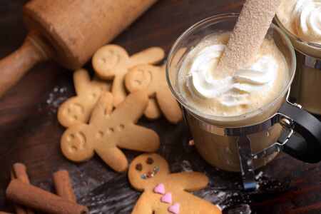 Cookies gingerbread coffee latte creamの写真素材