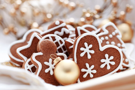 Gingerbread cookies glaze pastry Christmas cinnamon nuts