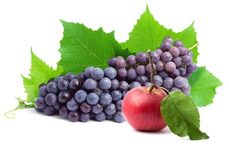 grape fruit apple bunch on a white backgroundの写真素材