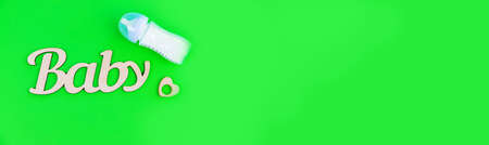 lettering baby on a green backgroundの写真素材