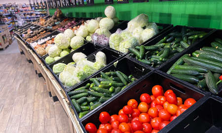 vegetables on the counter of the store. Selective focusの写真素材