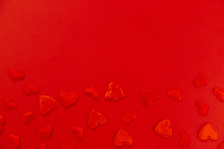 Valentine, beautiful red background with hearts. selective focus. love.