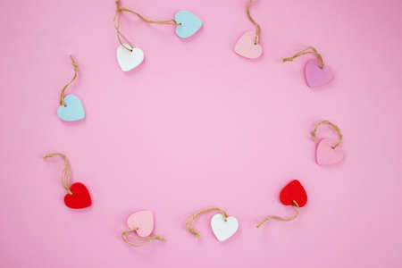 valentine's day concept on pink background. Love, gifts. selective focusの写真素材