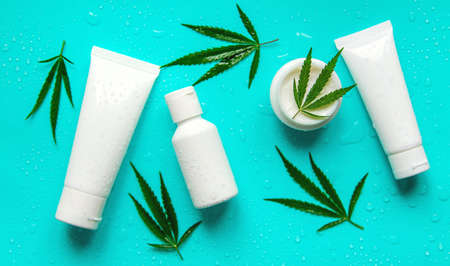Cosmetics with cannabis extract natural. selective focus. Nature.の写真素材