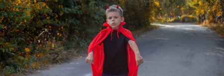 boy dressed in a Halloween costume. selective focus.