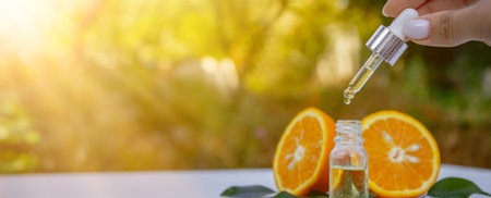 orange essential oil. selective focusの写真素材