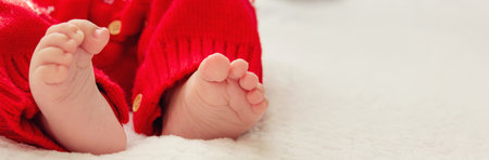 newborn baby's feet new yearの写真素材