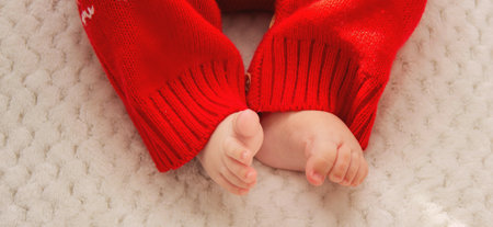 newborn baby's feet new yearの写真素材