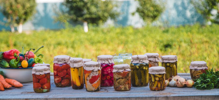 canning vegetables in jars. Selective focus.の写真素材