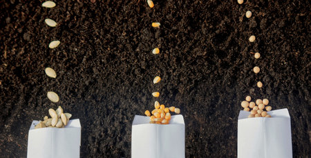 Seed Planting: A Variety of Crops for Future Harvest. Selective focus.