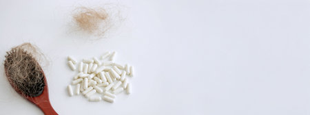hair brush with hair and vitamins. hair loss