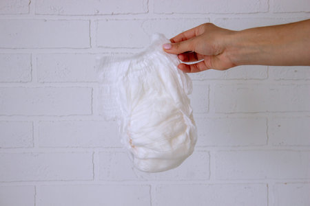 Diaper waste, dirty diapers. Disposal of used baby diapers.の写真素材