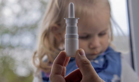 child spray from snot. Cold flu prevention Selective focus.