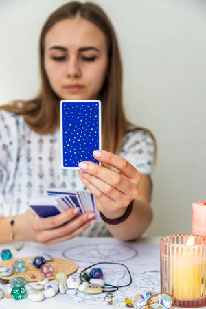 Tarot Card Reading with Candles and Crystals.
