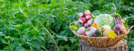 Fresh Organic Vegetables in Basket.の写真素材