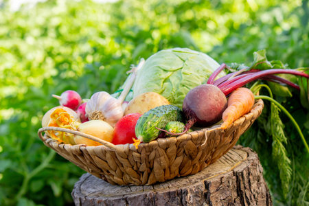 Fresh Organic Vegetables in Basket.