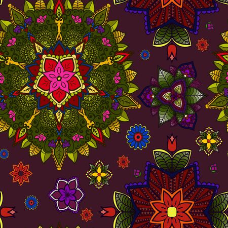 Hand drawn Mandala, Floral Design Element on darkのイラスト素材