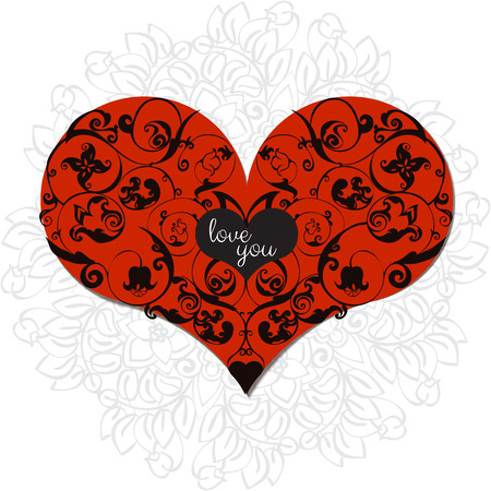 Hand drawn artistically ethnic ornamental patterned heart with romantic doodle elements of St. Valentine day, illustration for adult coloring book, pages, tattoo, t-shirt or prints.のイラスト素材