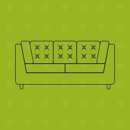 Sofa flat outline icon. Modern vector illustration of sofa. Decor elements flat sofa. Interior design elements Sofa with pillow and armchair.のイラスト素材
