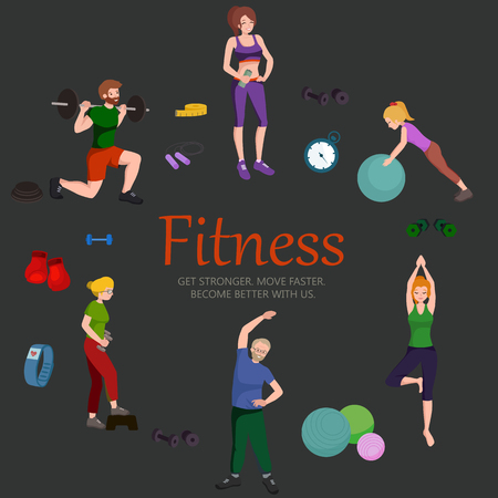 Fitness concept flat Isolated vector illustration and modern design elementのイラスト素材