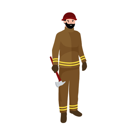 Professions firefighter man. Worker peoples team isolated vector illustration. Peoples different professions.のイラスト素材