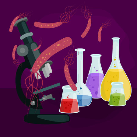 Viruses in infected organism , viral disease epidemic , Vaccine research vector illustrationのイラスト素材