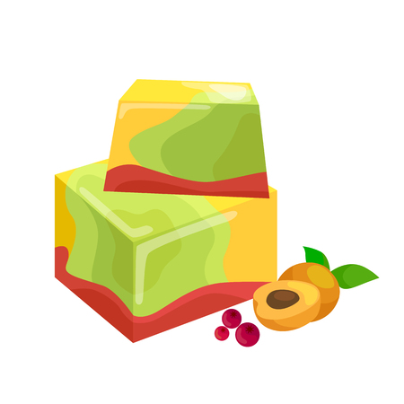 Homemade bars soaps, flowers and essential oil. vector illustrations icon setのイラスト素材