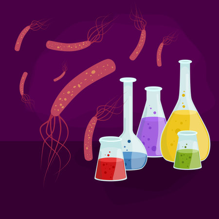 Viruses in infected organism , viral disease epidemic , Vaccine research vector illustrationのイラスト素材