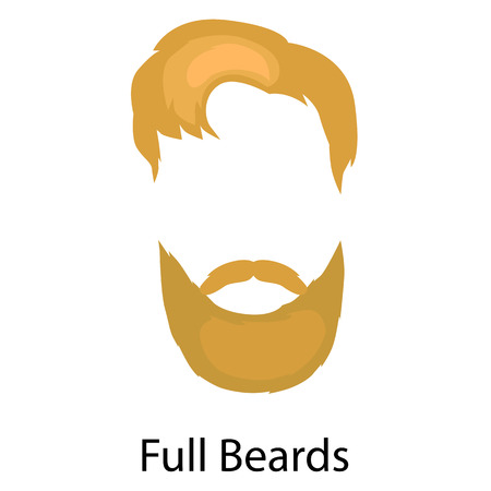 Set of men cartoon hairstyles with beards and mustache. Collection of fashionable stylish hairstyles and beards. Vector illustration with isolated hipsters hairstyles on a white background.のイラスト素材