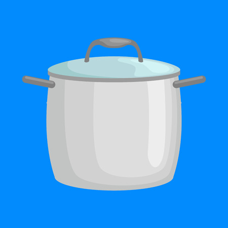 saucepan for cooking food at kitchen, empty metallic pan,isolated utensil, kitchenware equipment vector illustrationのイラスト素材