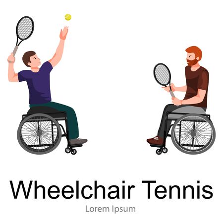 Disabled Athlete On Wheelchair Play Tennis Sport Competition Vector Illustrationのイラスト素材