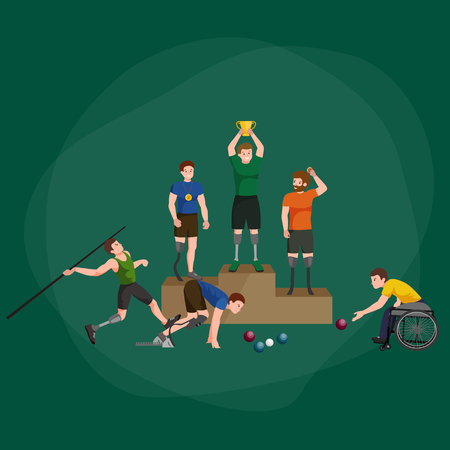 disabled athlete with prosthesis isolated concept, sport for people with prosthesis, physical activity and competition for invalidのイラスト素材