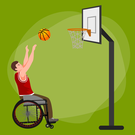 Disabled people On Wheelchair Play basketball for handicapped, disability sport vector illustrationのイラスト素材