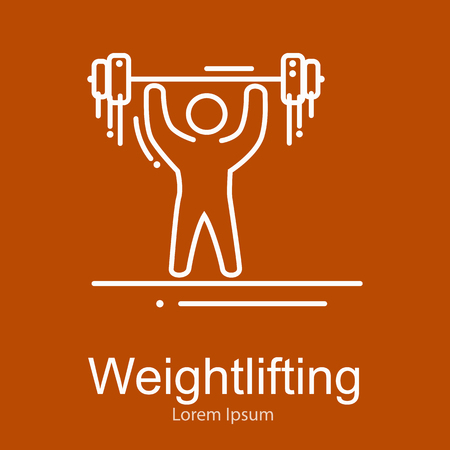 Weightlifting icon, sportsman with barbell strong athlete vector illustrationのイラスト素材