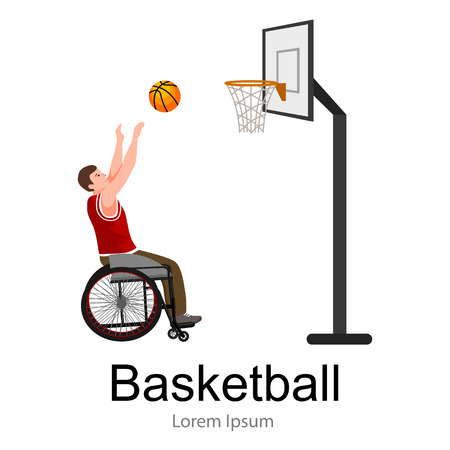 Disabled people On Wheelchair Play basketball for handicapped, disability sport vector illustrationのイラスト素材