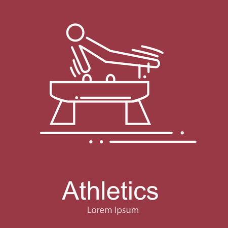 Gymnastics athlete at Pommel Horse doing exercise,sport competition vector illustrationのイラスト素材