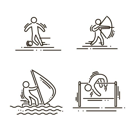 sports thin line vector icons set illustrationのイラスト素材