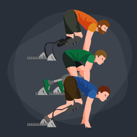 Explosive start of athlete with handicap at the stadium vector illustrationのイラスト素材