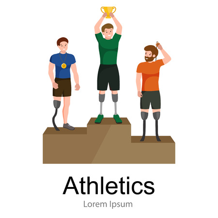 disabled athlete with prosthesis isolated concept, sport for people with prosthesis, physical activity and competition for invalid vector illustrationのイラスト素材