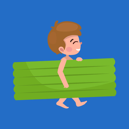 boy in swimsuit isolated, kids summer vacation vector illustration pictogramsのイラスト素材
