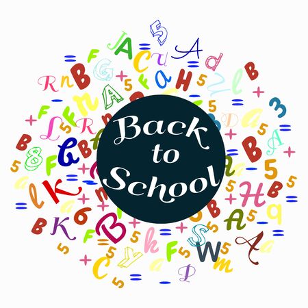 Abstract back to school background with colorful rainbow letters dor card and banner.のイラスト素材