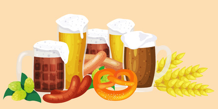 Beer festival Oktoberfest celebrations retro styleのイラスト素材