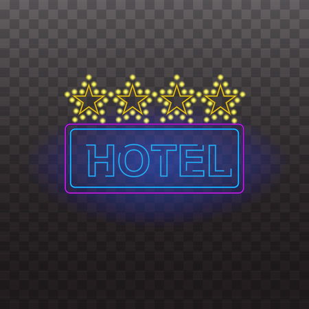 Glowing neon light signs illuminated isolated on transparent background. Design elements Vector illustrationのイラスト素材