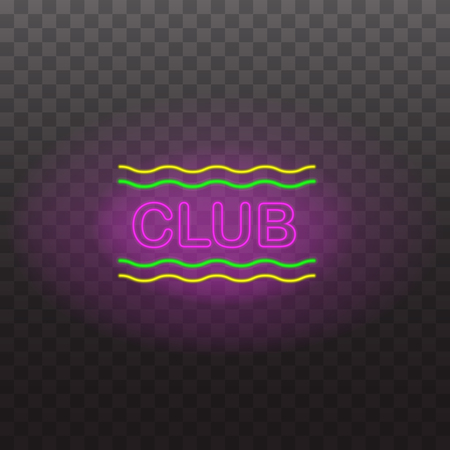 Glowing neon light signs illuminated isolated on transparent background. Design elements Vector illustrationのイラスト素材