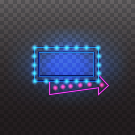 Glowing neon light signs illuminated isolated on transparent background. Design elements Vector illustrationのイラスト素材