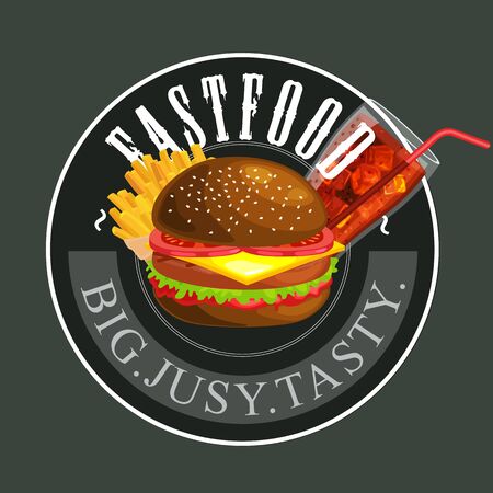 tasty burger with grilled beef and fresh vegetables dressed with sauce in bun for snack or lunch, hamburger is classical american fast food meal usual in menu could be barbecue meat bread tomato and cheeseのイラスト素材