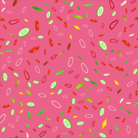 Seamless Pattern Collection mix of fresh sliced vegetable, organic healthy food for cooking background vector illustrationのイラスト素材